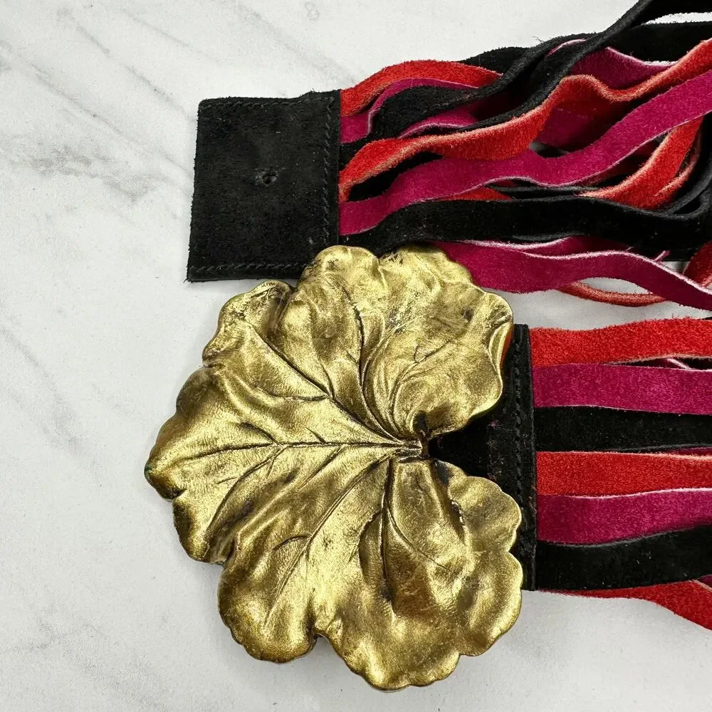 Vintage Strappy Belt with Unique Leaf Buckle ✨